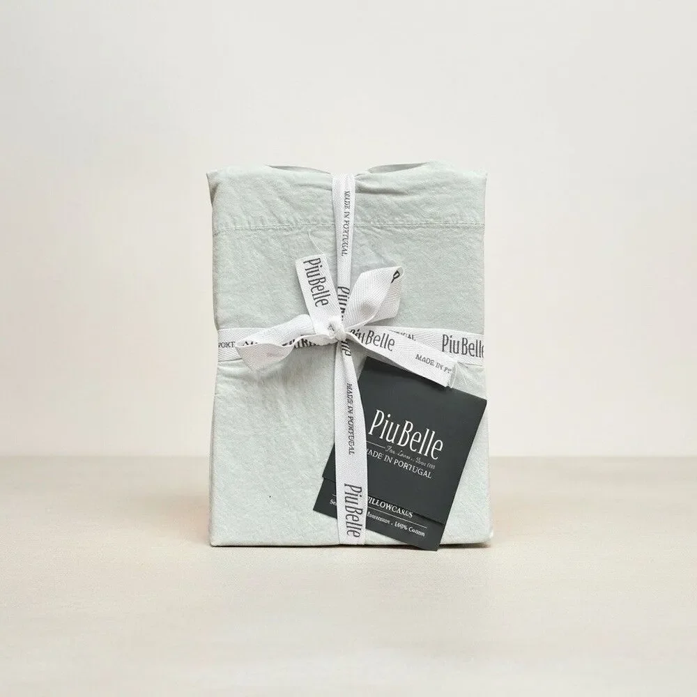 PiuBelle Portugal 2 King Pillowcases Gray Cotton Percale Piu Belle